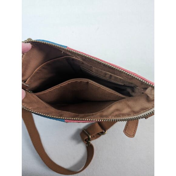 Fossil Multicolor Patchwork Suede‎ Canvas Crossbody Bag - Picture 6 of 10